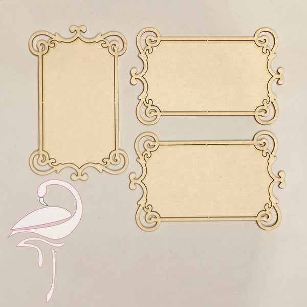 Rectangular frame with signboard - white cardboard x 3