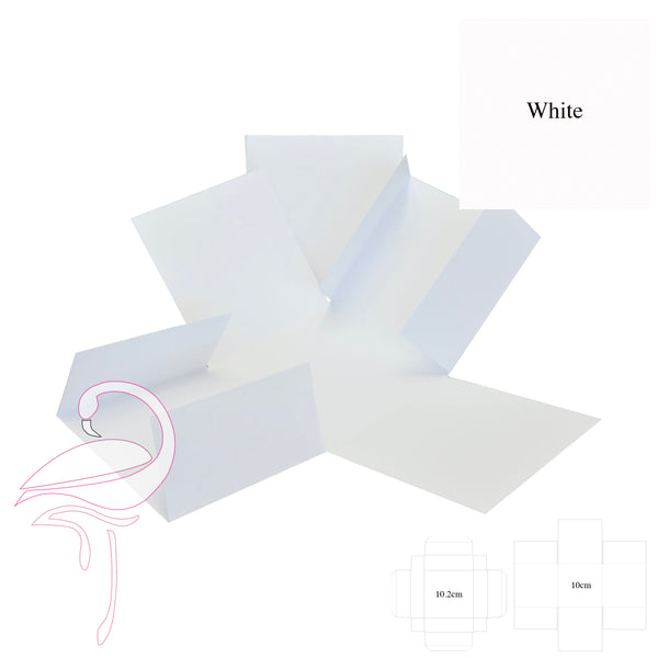 Exploding Box with Shutter White 10cm - with lid - 300gsm