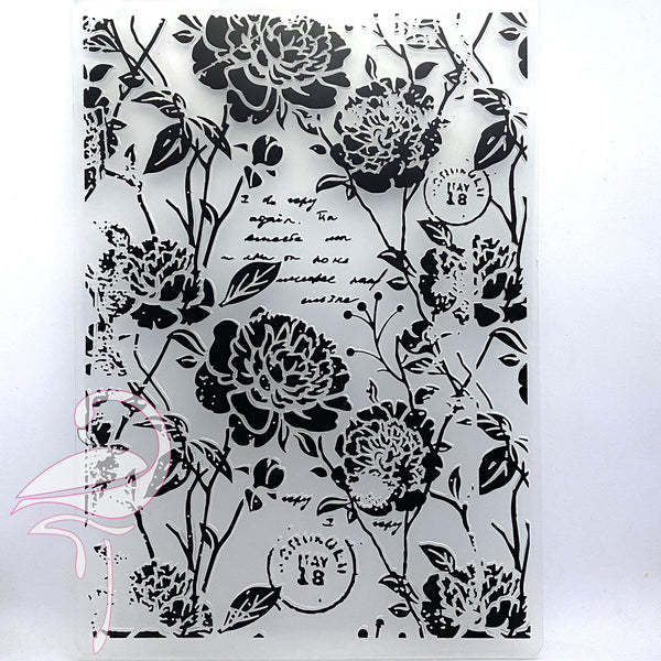 Embossing Folder - Vintage Roses & Stamps