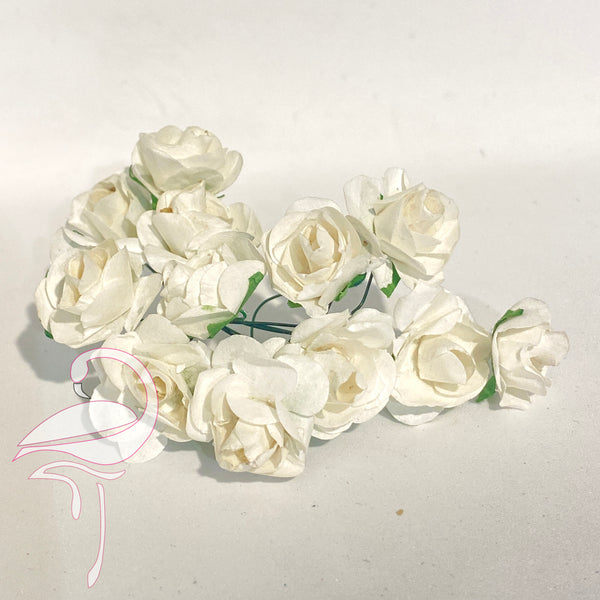 Paper Roses - White 20mm x 12 pcs