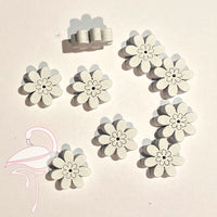 Wooden Flowers White x 9 pcs