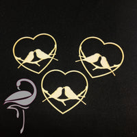 Heart with birds x 3 pieces - 45 x 55mm - white cardboard - Flamingo Craft