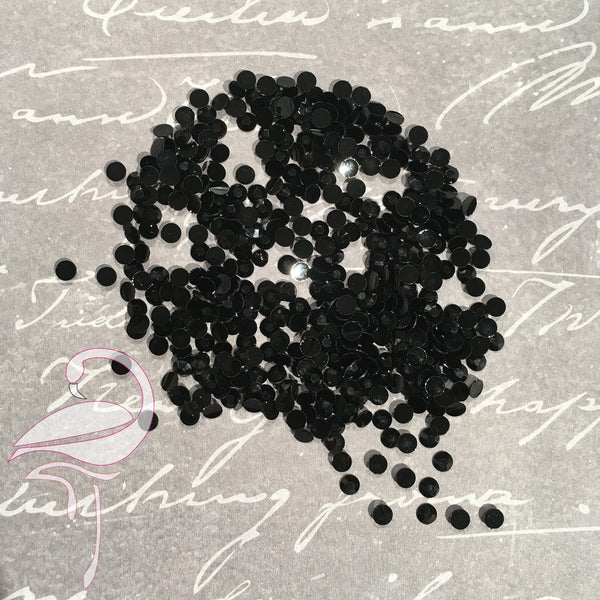Rhinestone 5mm Flat back resin Colour: Black x 500 pieces - Flamingo Craft