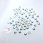 Flat back imitation pearls white - 8mm x 50pcs - Flamingo Craft