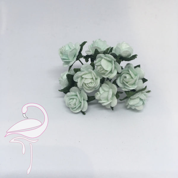 Quality mulberry paper roses acqua 10mm - Flamingo Craft