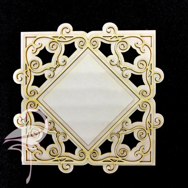 Frame Diamond - 93 x 93mm - white cardboard 1.5mm thick - Flamingo Craft