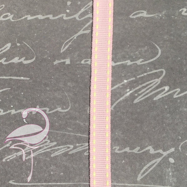 Ribbon Grosgrain Pink Stitched - 10mm x 2m