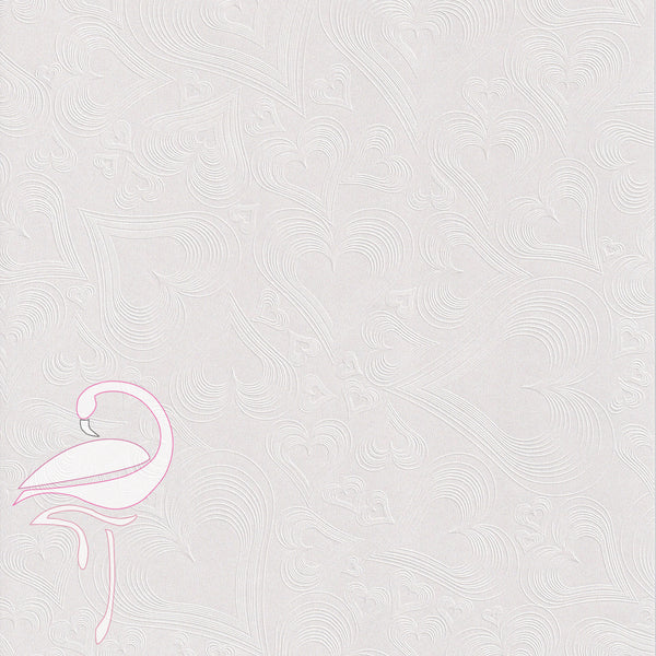 Paper 220gsm - textured and pearlescent "Hearts" - white - A4 - Flamingo Craft