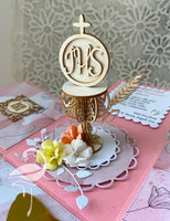 3D Holy Communion chalice with cross, grapes and wheat FREE S