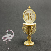 3D Holy Communion chalice with cross and flowers