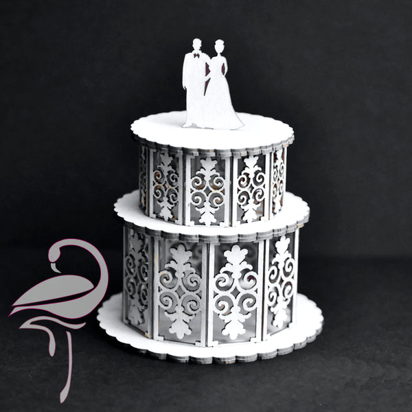 3D Wedding Cake Intricate with Couple - 80mm high - cardboard