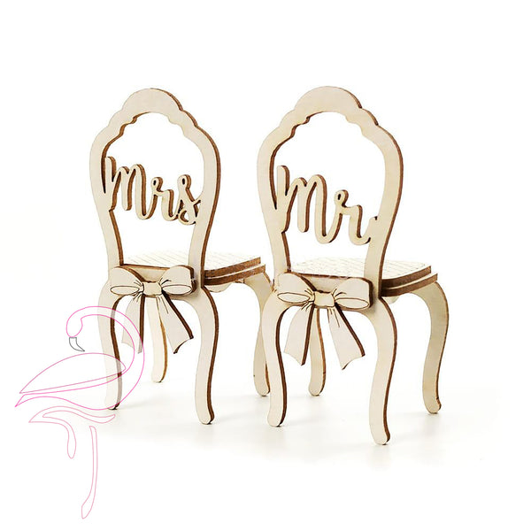 3D Mr & Mrs Pair of Wedding Chairs - Size 65 x 30mm each
