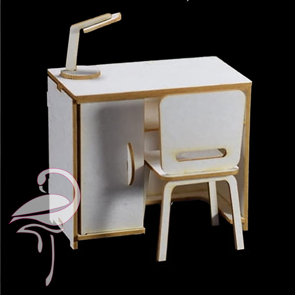 3D Desk with Lamp and Chair - Desk height 53mm