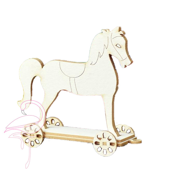 3D Toy Horse on Wheels 50mm high -1.5mm cardboard