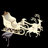 3D Sleigh with reindeer - 135 x 66mm - cardboard 1.5mm thick