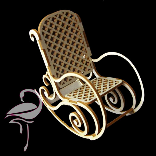 3D Rocking Chair - 28 x 72 x 78mm  - cardboard 1.5mm thick