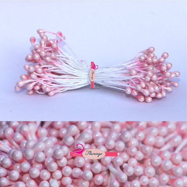 Stamens Pearl Pale Pink 3mm Code 006 - Pack of 100 - Flamingo Craft