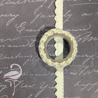 Ribbon 'Crochet' Self Adhesive - 16mm x 1m Off-White (Code 1) - Flamingo Craft