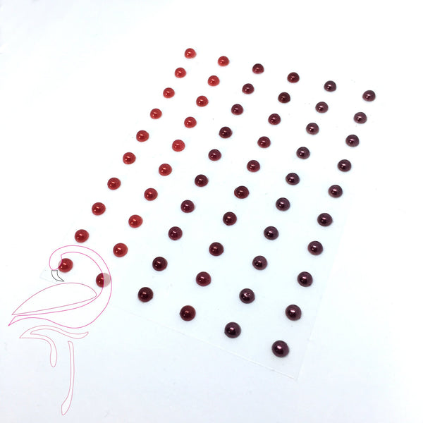 Self-adhesive imitation pearls - Red & Ruby - 5mm x 60 pcs