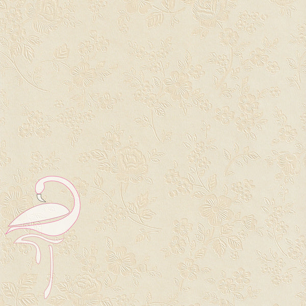 Paper 220gsm - textured and pearlescent "Floral" - cream - A4 - Flamingo Craft