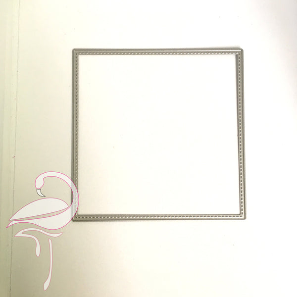 Die - Square stitched edging - Size 108 x 108mm - Flamingo Craft