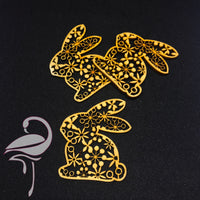 Easter bunny intricate lace x 3 pieces - 55 x 60mm - wood - Flamingo Craft