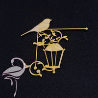 Bird and lantern corner - 70 x 80mm - wood 3mm thick - Flamingo Craft
