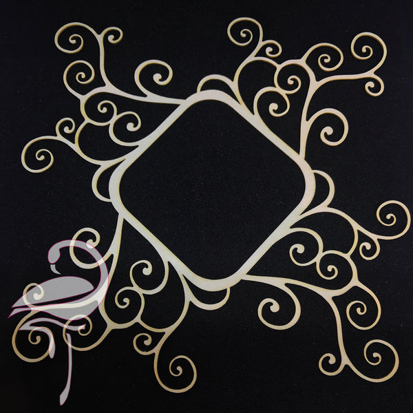 Frame square with extending swirls - 165 x 165mm - white - Flamingo Craft