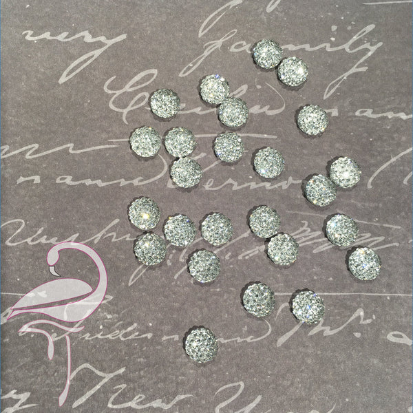 Rhinestone flat back cabouchon resin Silver - 10mm x 25 pcs - Flamingo Craft