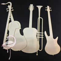 Musical instruments - Set of 5 - 140mm - white cardboard - Flamingo Craft