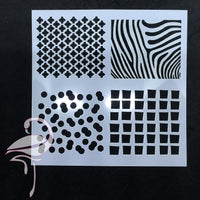 Stencil for mixed media "4 patterns" - 130 x 130mm"