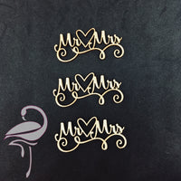 Mr & Mrs - 24 x 50mm - 3 pieces - wood 3mm thick