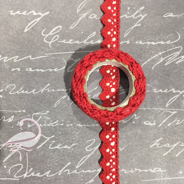 Ribbon 'Crochet' Self Adhesive - 16mm x 1m Red (Code 7)
