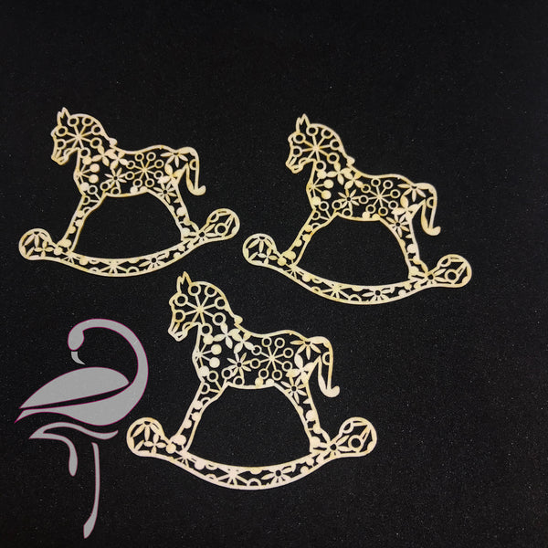 Rocking Horse Intricate Lace x 3 pieces - 52 x 60mm - cardboar
