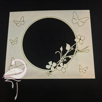 Frame with flowers + 5 butterflies - white cardboard 1mm - Flamingo Craft