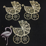 Pram intricate lace x 3 pieces - 70 x 75mm - white cardboard - Flamingo Craft