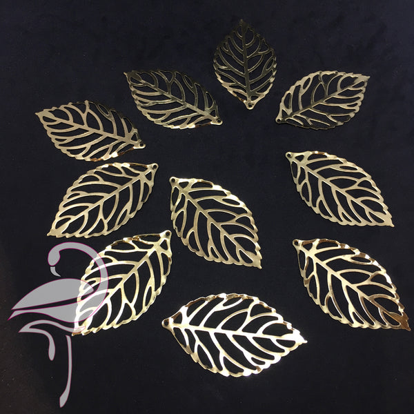 Metal Leaves - Gold 10 pieces - Size: 50 x 26mm