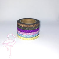 Washi Tape - pack of 6 different glittered colours (as shown) - Flamingo Craft