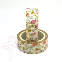 Washi Tape - White with pastel flowers