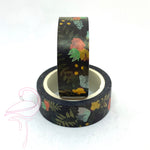 Washi Tape - Blue-black with vintage florals