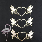 Heart with doves - 35 x 70mm - 3 pieces - cardboard 1mm thick