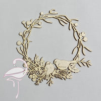Wreath with birds - 85 x 85mm - cardboard 1.5mm thick