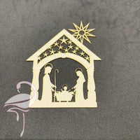Nativity Scene x 3 pieces - 65 x 80mm - cardboard 1mm thick
