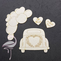 Car "Just Married" with balloons - cardboard 1.5mm thick"