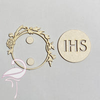 Holy Communion - Host in Wreath - 65 x 58mm - two layered