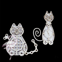 Two layered Steampunk Cats - set of 2 - 40 x 65mm & 65 x 60mm