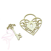 Heart lock and key - Size: heart: 55 x 65mm - key: 50 x 20mm