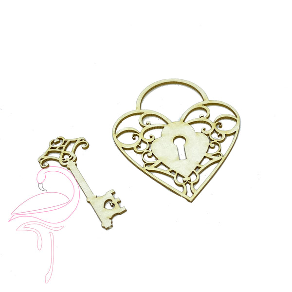 Heart lock and key - Size: heart: 55 x 65mm - key: 50 x 20mm