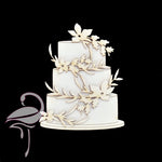 Two layered wedding cake with flowers - 50 x 55mm - cardboard