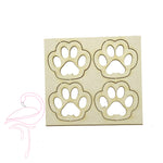 Animal Paws - pack of 4 - 25 x 25mm - 1.5mm cardboard